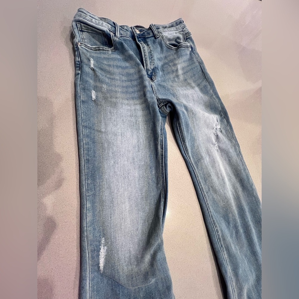 Risen Frayed hem jeans Flare Bell Bottom Sz 11 Waist 30 - Picture 10 of 10